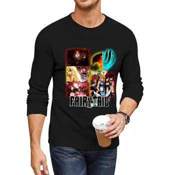 Новая футболка Fairy Tail - Natsu, Erza, Grey y Lucy с длинными рукавами, быстросохнущая футболка, эстетическая одежда, комплект мужских футболок