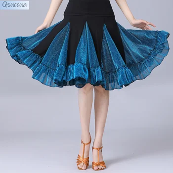 Новая юбка для латиноамериканских танцев Юбка Женская Одежда для занятий взрослыми Танцами Юбка для танцев Короткая юбка Юбка с большими размахами