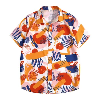 Новые дизайнерские Гавайские рубашки для мужчин, Гавайская пляжная рубашка европейского размера с цифровой печатью, повседневная рубашка с короткими рукавами и цветочным рисунком.