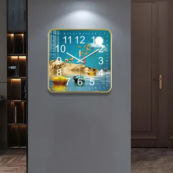 Новые квадратные настенные часы современная мода легкие роскошные настенные часы без звука гостиная спальня кварцевые часы