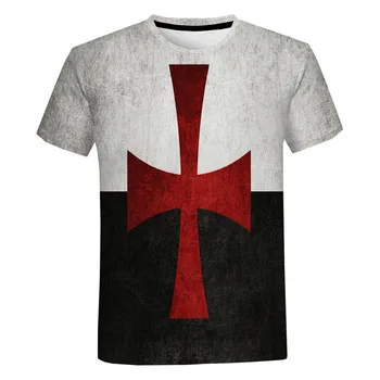 Новые мужские и женские футболки с 3D принтом Templar, большие размеры, ретро-футболки, модные топы с коротким рукавом