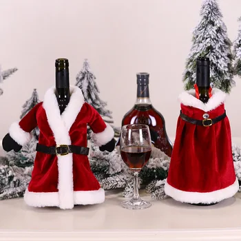 Новый Рождественский набор вина, Рождественское платье, Набор бутылок вина, Рождественское платье, Украшение бутылки вина, Креативная сумка для красного вина Оптом
