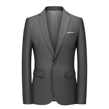 Официальное пальто, стильные мужские куртки для делового костюма, воротник с вырезами на одной пуговице, дизайн против морщин для весенне-осеннего сезона, лацкан
