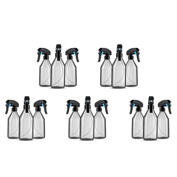 Пластиковые бутылки с распылителем для чистящих средств, 10 унций, многоразовый пустой контейнер с прочным черным распылителем, 15 шт.