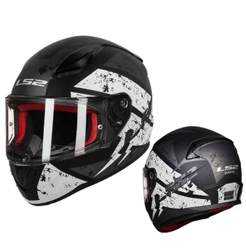 Полнолицевой мотоциклетный шлем ABS Безопасная структура Шлем Moto Capacete LS2 Rapid Street Racing Шлемы ECE