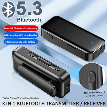 Приемник Bluetooth 5.3 Передатчик 2 В 1 Светодиодный дисплей Автомобильный адаптер Aux Bluetooth Беспроводной аудиопередатчик для ТВ-динамиков