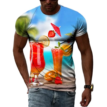 Прохладный летний полезный сок, 3D Изысканный принт в стиле харадзюку, Популярные Свежие и повседневные футболки с круглым вырезом и короткими рукавами