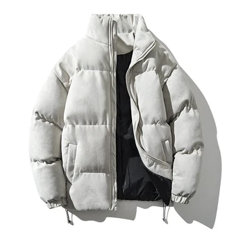 Разборчивая Утепленная зимняя куртка Мужская Однотонная Свободная Зимняя куртка Мужские парки со стоячим воротником Man