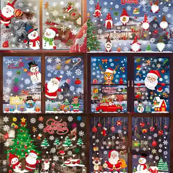 Рождественские Наклейки На Окна, Настенные Веселые Рождественские Украшения Для Дома 2023 Navidad Керст Ноэль, Натальные Рождественские Украшения, Декор, Новый Год
