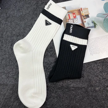 Роскошные Дизайнерские носки для мужчин и женщин, Черные, белые, мужские и женские носки, дышащие, удобные, на все сезоны, Модные