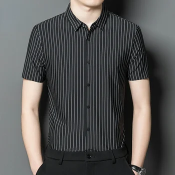 Рубашка с коротким рукавом 2023, Летние Новые деловые повседневные рубашки для модной свободной мужской одежды Camisa Masculina Lq369