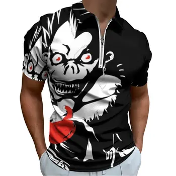 Рубашки поло L и Kira Death Note, повседневная рубашка в стиле аниме, летние винтажные мужские футболки с короткими рукавами и отложным воротником с графическим рисунком