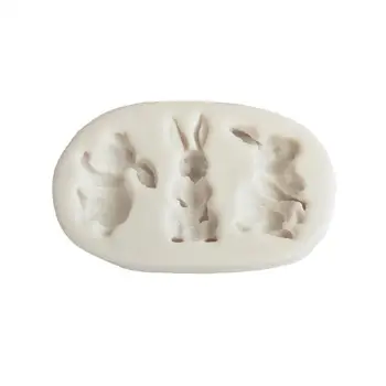 Силиконовая форма с тремя Кроликами, форма для помадки, инструмент для украшения торта, форма для выпечки конфет из смолы.