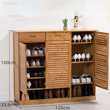 Современные шкафы для обуви из массива дерева, бамбуковая стойка для обуви, мебель для дома, многослойный шкаф для хранения, простой шкаф для обуви большой емкости