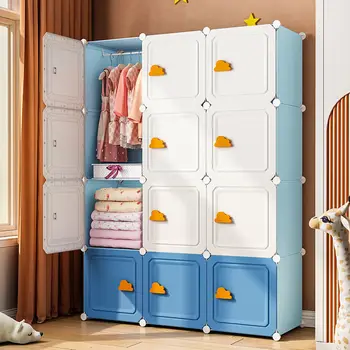 Современный Бытовой Шкаф-купе, Стеллаж для хранения мебели для спальни, Многослойные Пластиковые Шкафы для хранения Складного детского шкафчика
