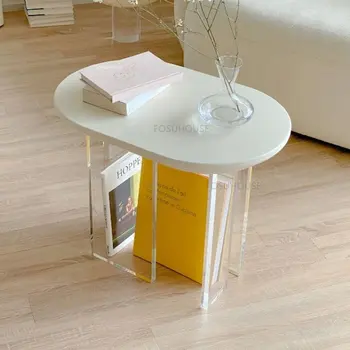 Современный акриловый журнальный столик Мебель для дома Диван для гостиной Приставной столик Прозрачный Дизайнерский Высококлассный Подвесной журнальный столик на балконе