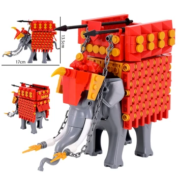 Средневековые военные римские фигурки боевых слонов, строительные блоки, шлемы, солдаты, рыцари, аксессуары для оружия, игрушки для детей, подарки