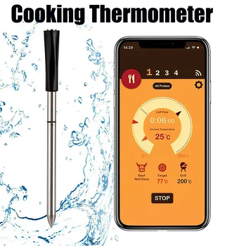 Термометр для духовки Беспроводная умная кухня Подарки для мяса Термометры для стейков Подарки для барбекю для приготовления пищи на открытом воздухе Bluetooth-термометр