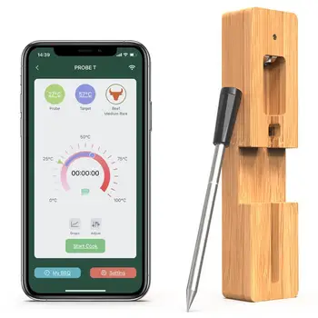Термометр-зонд для барбекю, совместимый с Bluetooth, быстрое время отклика, полное мобильное приложение для приготовления соков с рецептами приготовления на гриле