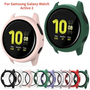 Чехол для Samsung Galaxy Watch Active 2 44 мм 40 мм, полный чехол-бампер с защитной крышкой из закаленного стекла, защитная пленка для экрана