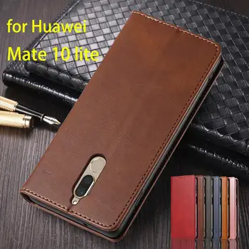 Чехол с магнитным притяжением, кожаный чехол для Huawei Mate 10 lite, флип-кейс, держатель для карт, чехол-кобура, чехол-бумажник, чехол-книжка