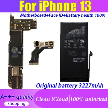 Чистая материнская плата iCloud для iPhone 13 + Face ID + Оригинальный аккумулятор, комплект из трех частей, полностью протестированная аутентичная материнская плата Бесплатная доставка