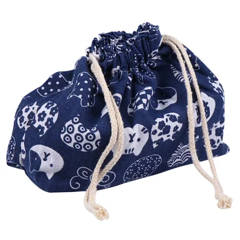 Японская сумка-ланч-бокс на шнурке, мини-кошелек, женские туалетные принадлежности, веревка, Хлопчатобумажная льняная работа